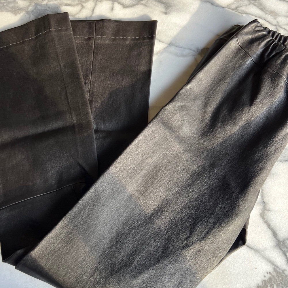 The Row Lambskin Leather Leggings Pants Kick Flare High Waist Medium